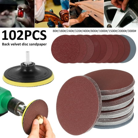 Willstar 102PCS 125mm 5 In Sanding Discs 80 180 240 / 3000 Grit Orbital Sander Pads Velc