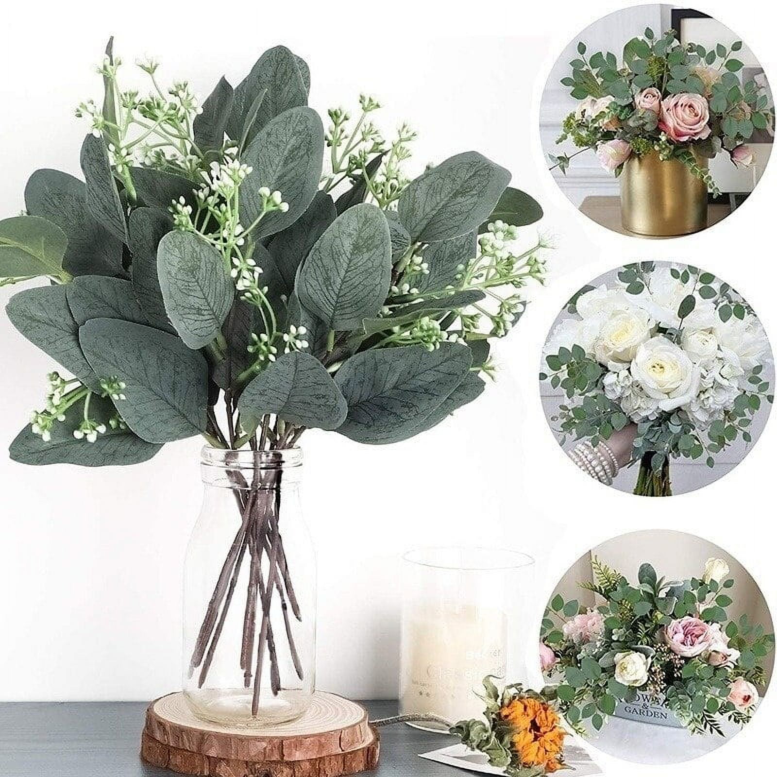 MISSPIN 26PCS Artificial Greenery Stems Set, Faux Greenery Branches with 7  Kinds of Greenery Leaves for Wedding Bouquet Table Centerpieces
