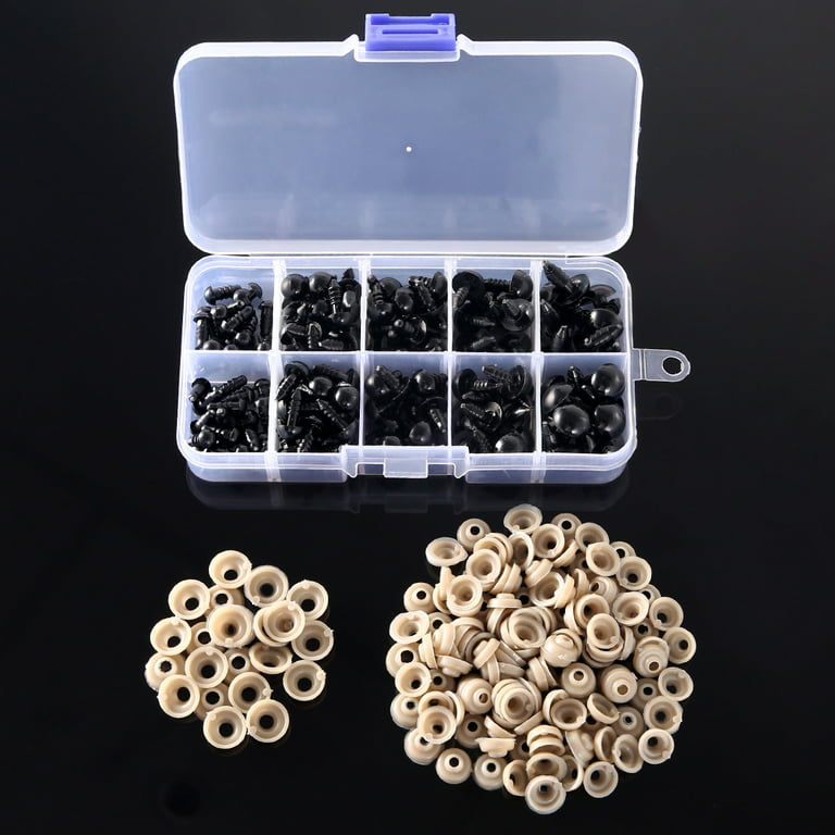 Willstar 150 Pieces 6-12mm Plastic Safety Eyes with Washers for Doll Making (Black), Size: 150 Pcs