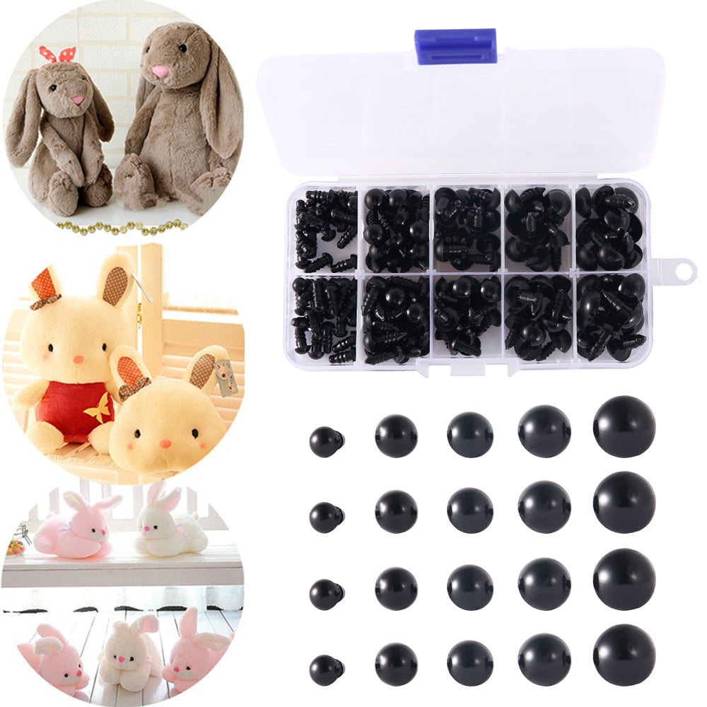 Willstar 150 Pieces Colorful/Black Plastic Safety Eyes and Noses with  Washers Assorted Sizes for Doll, Puppet, Teddy Bear, Plush Animal 
