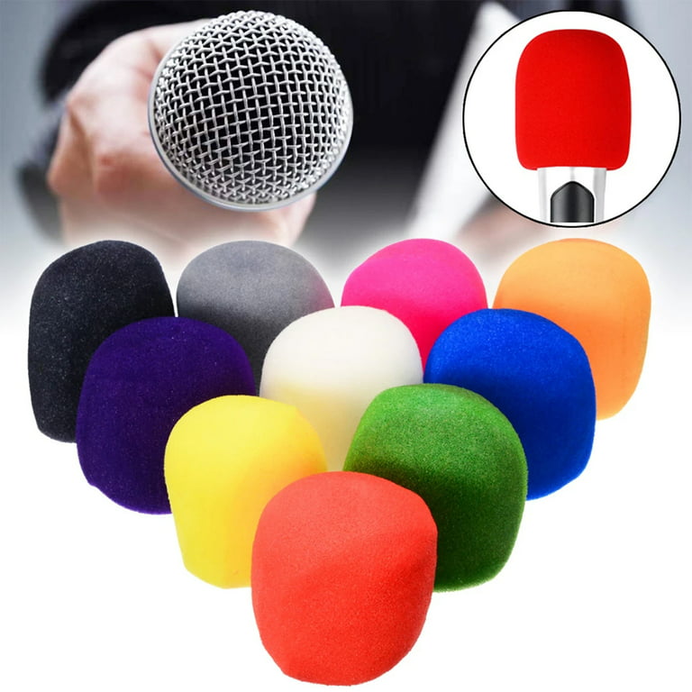 Willstar 20 Pcs Microphone Windscreen Foam Cover Thick Mic Covers Foam Mic  Pop Filter for Studio Karaoke DJ (10 Colors) 
