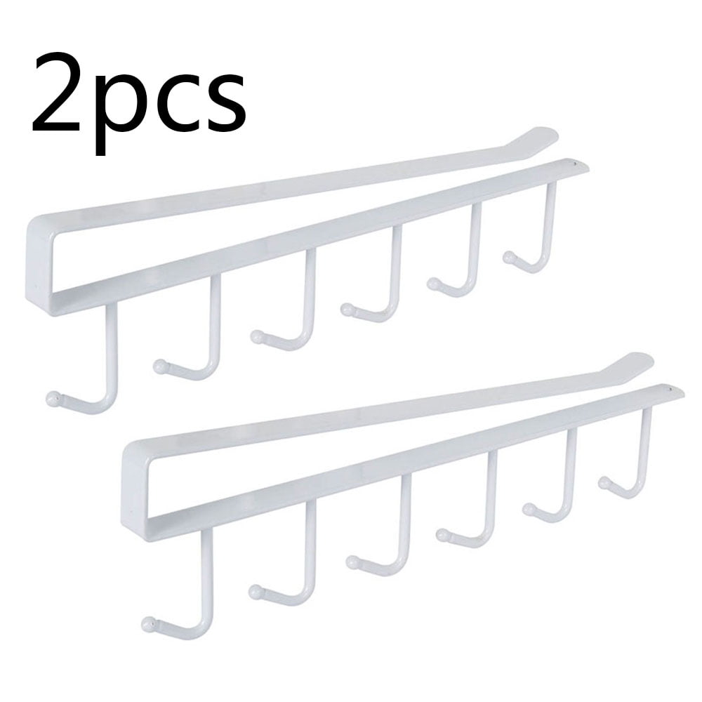Willstar 2Pcs Metal 6 Hook Under Shelf Mug Cup Cupboard Kitchen