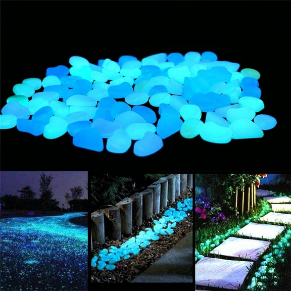 Willstar 300Pcs Luminous Pebbles Stones,Luminous Stones Glow in The Dark Garden Pebbles Rocks for Home Outdoor Walkways Garden Path Patio Lawn Garden Yard Fish Tank Decor Mix Color(14*11mm)