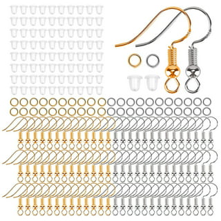 925 Sterling Silver Earring Hooks 150 PCS/75 Pairs,Ear Wires Fish  Hooks,500pcs Hypoallergenic Earring Making kit with Jump Rings and Clear  Silicone Earring Backs Stoppers (Silver) 