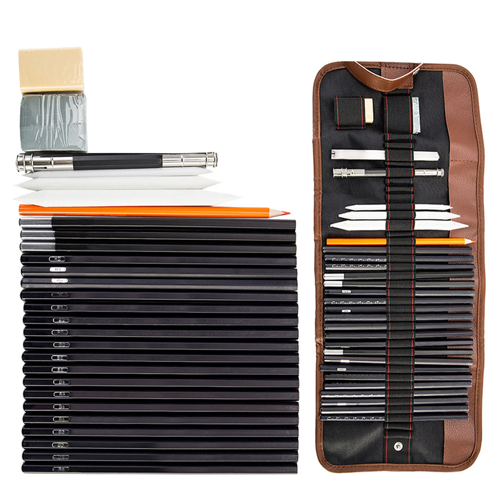 Willstar 30pcs Sketch Charcoal Pencil Eraser Set Art Craft With Pouch 
