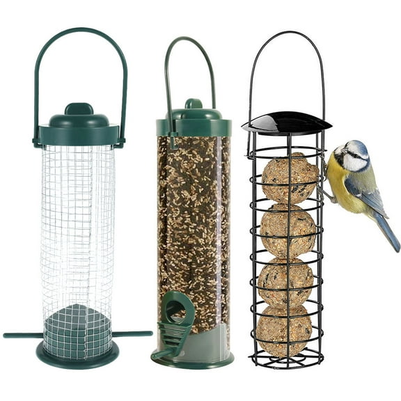 Willstar 3Pcs Outside Wild Bird Feeder Hanging Premium Seed Peanut Nut Feeder for Garden Backyard Outdoor Small Bird Wild Shelter Attracting Wild