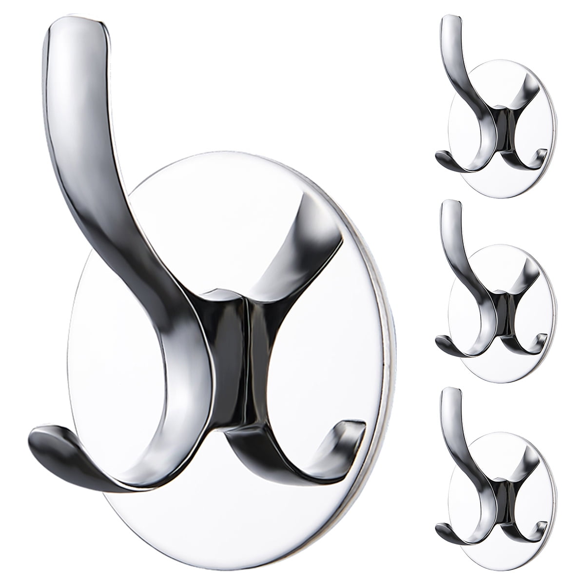 Willstar 4PCS Self Adhesive Door Hooks Stainless Steel Bathroom Towel