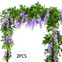 Willstar 6.6Ft Wisteria Artificial Flowers Garland, 2Pcs Purple Artificial Wisteria Vine Silk Hanging Flower