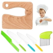 Willstar 6Pcs Wooden Kids Knife Play Set Safe Plastic Toddler Knife Set Potato Slicers Serrated Knies