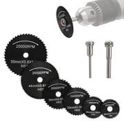 Willstar 8pcs Mini Circular Saw Blade Set HSS High-Speed Steel Saw Blade for Dremel Fordom Cutting Rotary Tools Wheel Set for Wood Plastic Soft Metal, 6 Cutting Blades + 1/8 Spindle + 1/4 Spindle