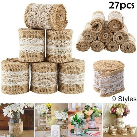 Willstar 9/18/27PCS 5cmx100cm DIY Trim Edge White Lace Jute Burlap Hessian Lace Ribbon Wedding Party Decoration