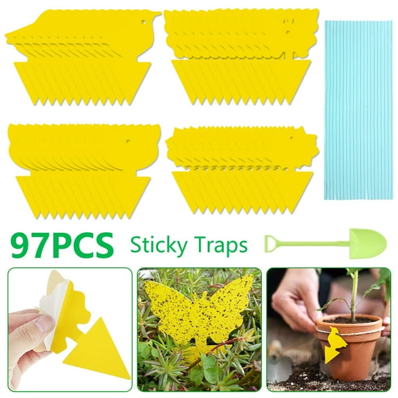 Willstar 97Pcs Greenhouse Plant Sticky Fly Paper s Fruit Flies Aphids Glue Catcher Yellow Bug s
