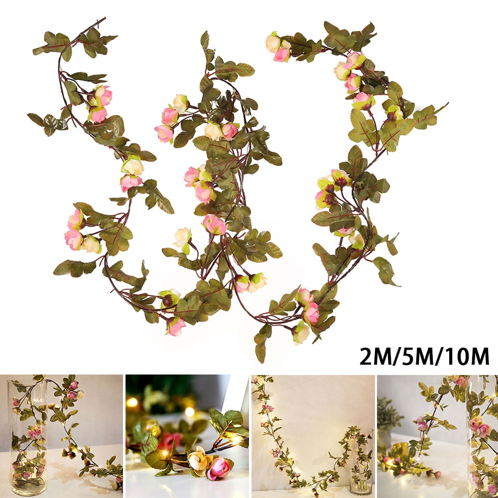 Willstar Artificial Rose Flower Garland String Lights, Battery Powered
