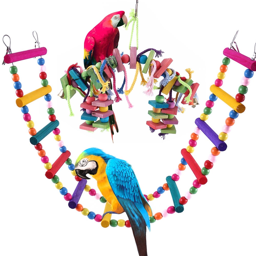 Parrot Climbing Ladder Toy - Wooden Bird Ladder For Budgies, Conures & Small Birds