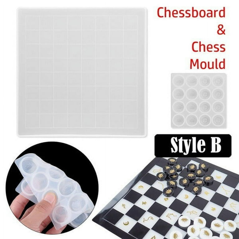 Willstar Chess Board Silicone Resin Mold for Resin Casting Game X&O Chess  Molds Crystal Epoxy Chess Board Casting Silicone Mold 