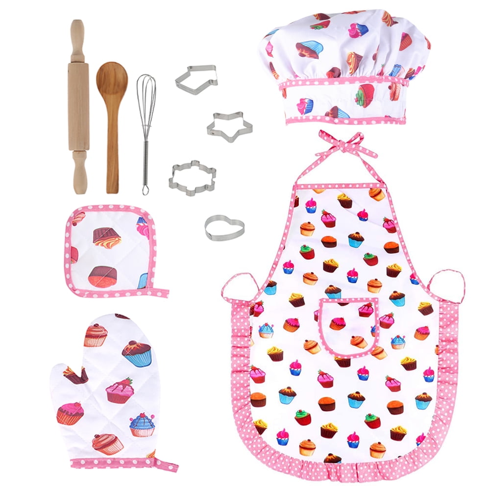 Willstar Cooking and Baking Set,Kids Chef Set, Apron for Little Girls
