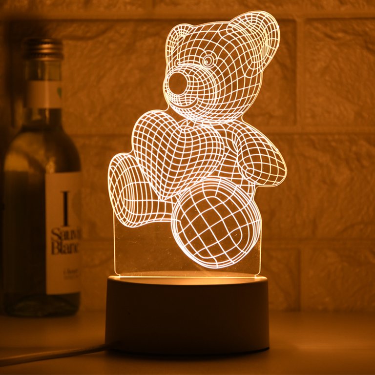 Willstar Cute 3D Teddy Bear Led Night Light Usb Table Desktop Lamp