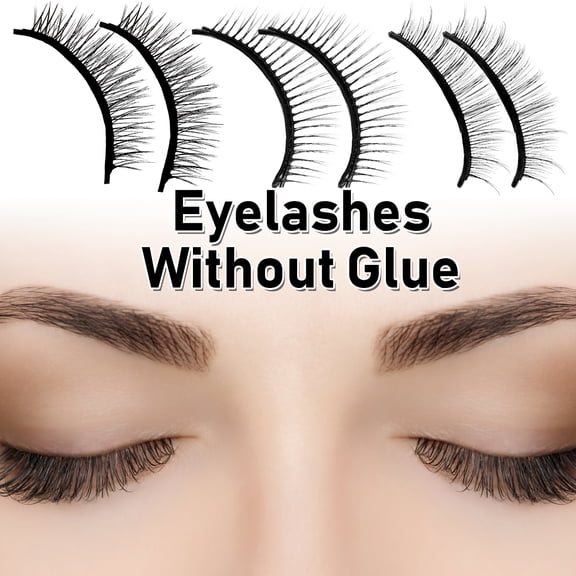Willstar False Eyelashes Reusable Self-Adhesive Eyelashes without Glue Natural Fluffy False Eyelashes for Daily Use Work Parties Salons