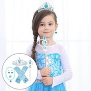 Willstar Princess Queen Wand Tiara Crown Belle Elsa Costume Accessories, with Tiara Gloves (6 Pieces)