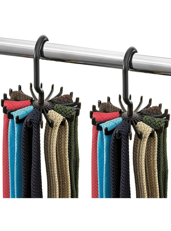 Willstar Spinning Tie Rack and Belt Hanger (2 Pack) Ultimate Hanger Holder Hook for Storing Neck Ties, Belts, and Scarves