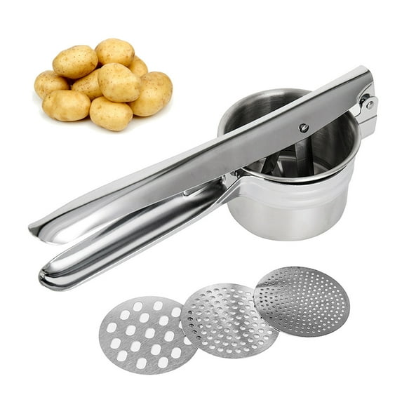 Willstar Stainless Steel Potato Ricer,Potato Masher Kitchen Tool with Ergonomic Handle,Vegetable Ricer and Fruit Ricer,Great for Purees,Fruit Juicer,Baby Food Press with 3 Discs