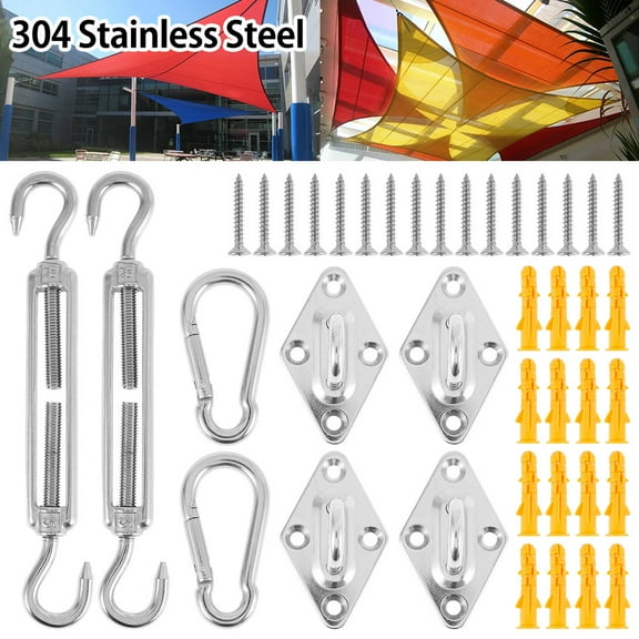 Willstar Sun Shade Sail Fixing Kit for Garden Triangle And Square Heavy Duty Sail Fixing Kit 16 Pieces for Outdoor Garden Yard Cam