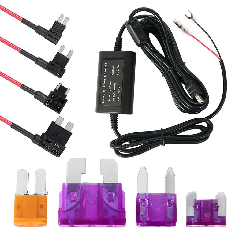Dash Cam Hardwire Kit, Mini/Micro USB Hard Wire Kit 12V-24V to 5V Hardwire  Kit