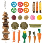 Lzvxtym 28 Pcs Rabbit Chew Toys for Teeth Grinding,Pet Bunny Tooth Chew Toys,Organic Natural Wood Grass Ideal for Bunny Chinchilla Guinea Pigs