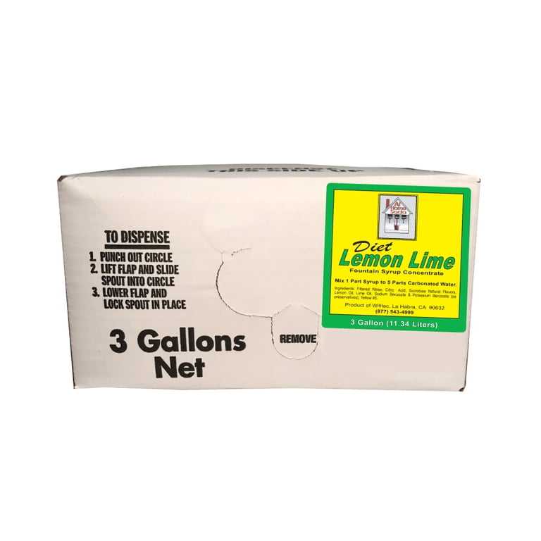Willtec Diet Lemon Lime Soda Syrup, 3 gal Bag in Box, Allergen