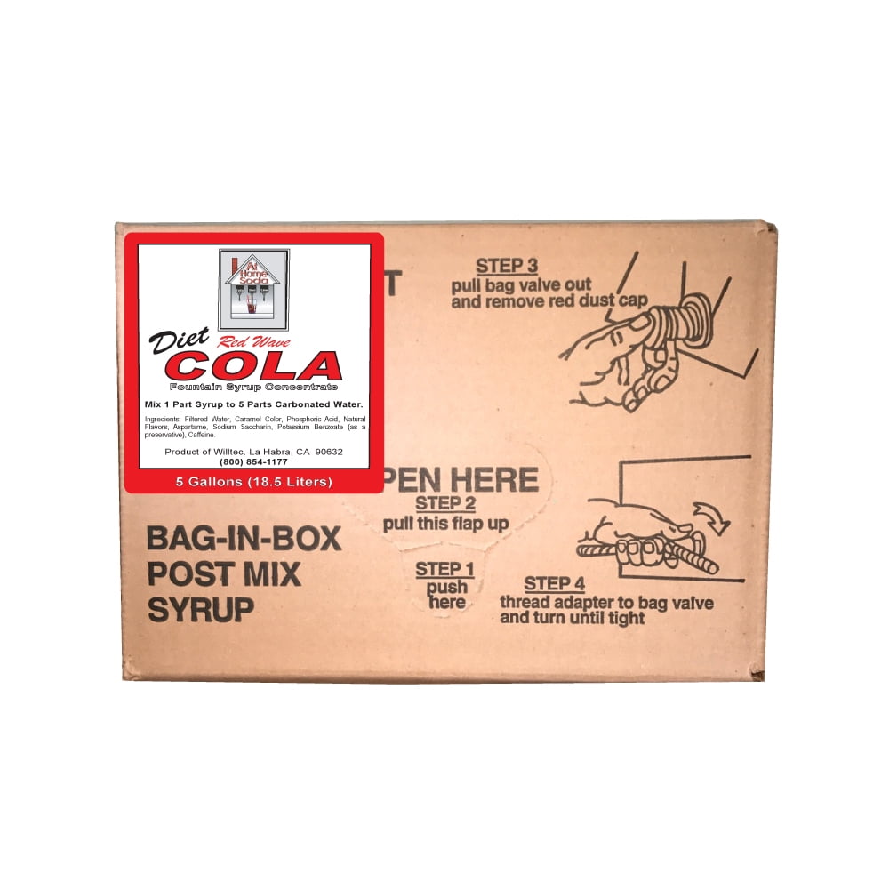 Willtec Diet Red Wave Cola Soda Syrup, 5  Gal.