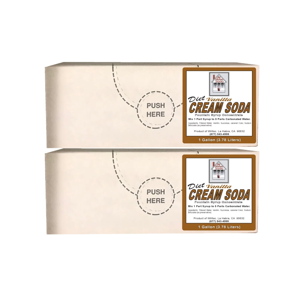 Willtec Diet Vanilla Cream Soda Syrup, 1 Gallon Twin Pack Liquid