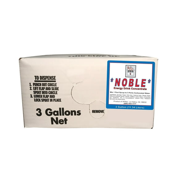 Willtec Noble Energy Drink Bag In Box Syrup  3 gal.  Made with Pure Cane Sugar