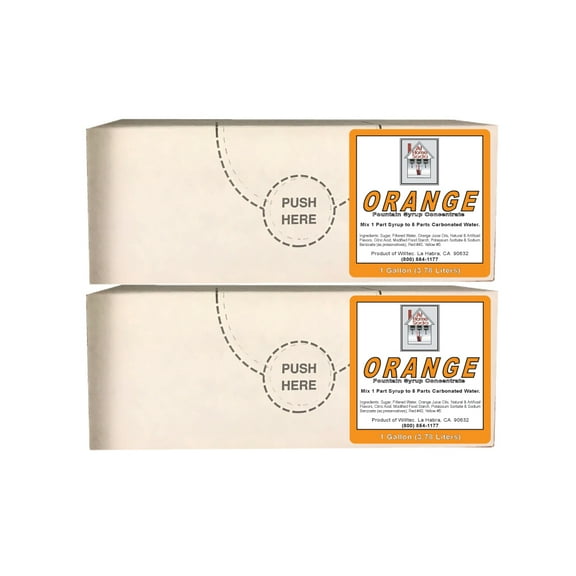 Willtec Orange Bag in Box Soda Syrup 1 gal Twin Pack. Made with Pure Cane Sugar