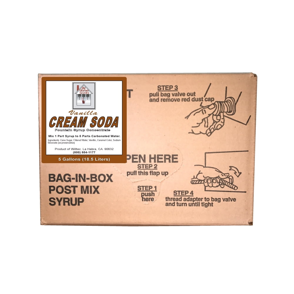 Willtec Vanilla Cream Bag in Box Soda Syrup 5 gal. Made with Pure
