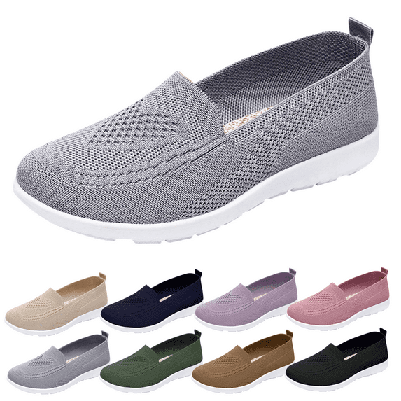 Willtoo 2025 Orthopedic Shoes for Women, Women Wide Width Breathable Walking Comfortable Slip on Sneakers, Non Slip Food Service Lightweight Sneaker, Nurse Shoes Arch Support Sneakers Gray 7.5 Wide