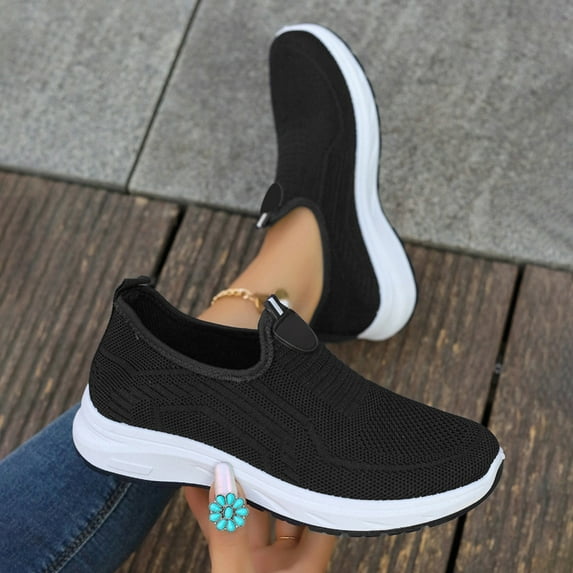 Willtoo 2026 Orthopedic Nurse & Server Shoes for Women - Arch Support Slip On Tennis Sneakers, Wide Width Walking Shoes, Valentine’s Day Gift for Her Black 10 Wide