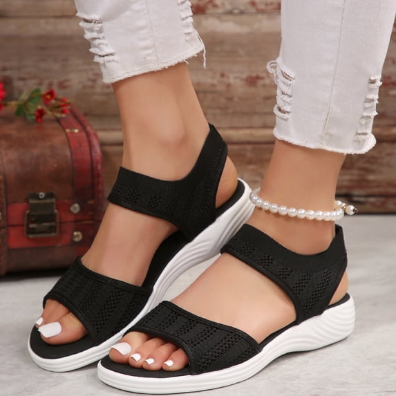 Willtoo 2026 Orthopedic Sandals for Women Non Slip Slip on Arch Support Flat Wedge Sandals Lightweight Walking Shoes 2026 Vacation Beach 2026 Orthopedic Shoes