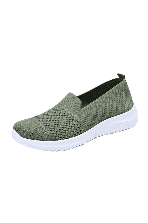 2026 Orthopedic Shoes for Women, Women Wide Width Breathable Walking Comfortable Slip on Sneakers, Non Slip Food Service Lightweight Sneaker, Nurse Shoes Arch Support Sneakers Green 7.5 Wide