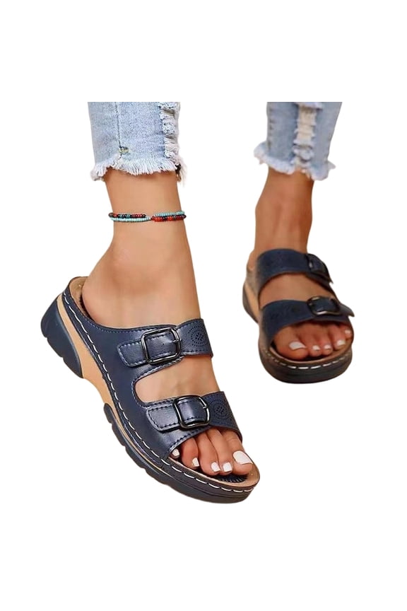 2026 Women Sandals with Arch Support, Summer Breathable Adjustable Slip On Sandals Orthopedic Diabetic Wedge, Comfortable Casual Anti-Slip Open Toe Walking Beach Slippers Shoes