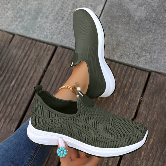 Willtoo 2026 Womens Breathable Orthopedic Slip-Ons - Arch Support Tennis & Hiking Shoes, Nurse Shoes for Food Service, Wide Width Birthday Gifts Army Green 5.5 Wide