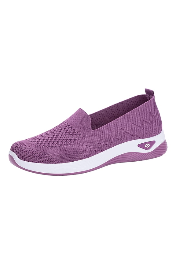 2026 Womens Breathable Orthopedic Slip-Ons - Arch Support Tennis & Hiking Shoes, Nurse Shoes for Food Service, Wide Width Birthday Gifts Purple 7.5 Wide