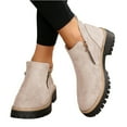 thumbnail image 1 of Willtoo Ankle Boots for Women Low Heel Suede Platform Heeled Short Booties Chunky Heel Side Zipper Round Toe Lug Sole Fall Boots Non Slip Outdoor Walking Shoes Beige, 1 of 6