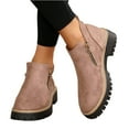thumbnail image 1 of Willtoo Ankle Boots for Women Low Heel Suede Platform Heeled Short Booties Chunky Heel Side Zipper Round Toe Lug Sole Fall Boots Non Slip Outdoor Walking Shoes Pink, 1 of 7