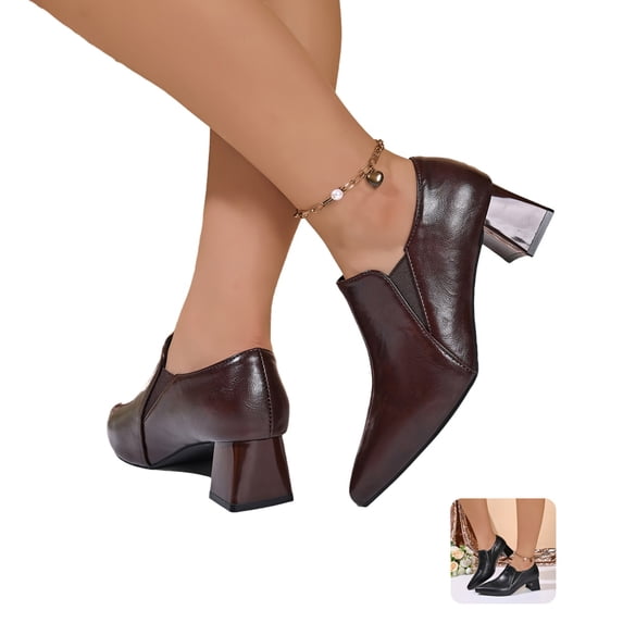 Willtoo Block Heel Loafers Pumps for Women Pointed Closed Toe Low Heel Ankle Booties Faux Leather Suede Slip On Casual Shoes Non‑Slip Comfort Dress Boots