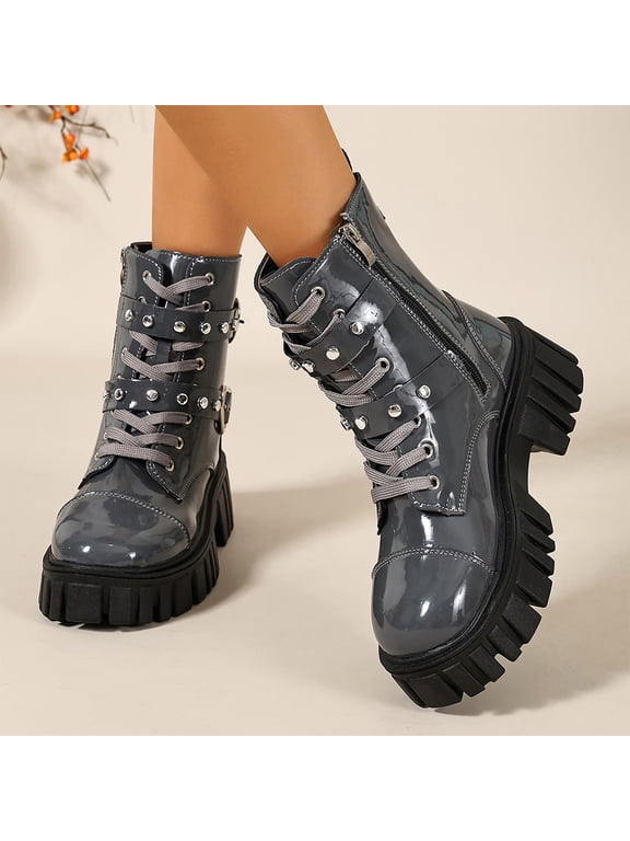 Boots Chunky Heel Boot For Women Ankle Booties Love Heart Decor Platform Bootie Buckle Shoes