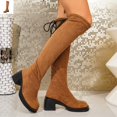 thumbnail image 1 of Willtoo Boots for Women Round Toe Knee High Boots, Faux Suede Back Drawstring Comfortable Tall Boots, Chunky Block Heel Platform Casual Dress Boots, 1 of 5