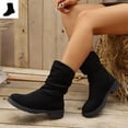 thumbnail image 1 of Willtoo Boots for Women Slouch Mid Calf Boots, Ruched Round Toe Low Block Heel Fashion Shoes, Casual Non-Slip Pull On Winter Daily Wear Boots, 1 of 6