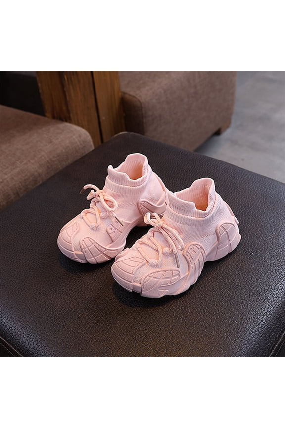 Boys Girls Breathable Mesh Knitted High-Top Fashion Trainers Shoes Non-Slip Chunky Platform Athletic Shoes for Walking & Casual Wear