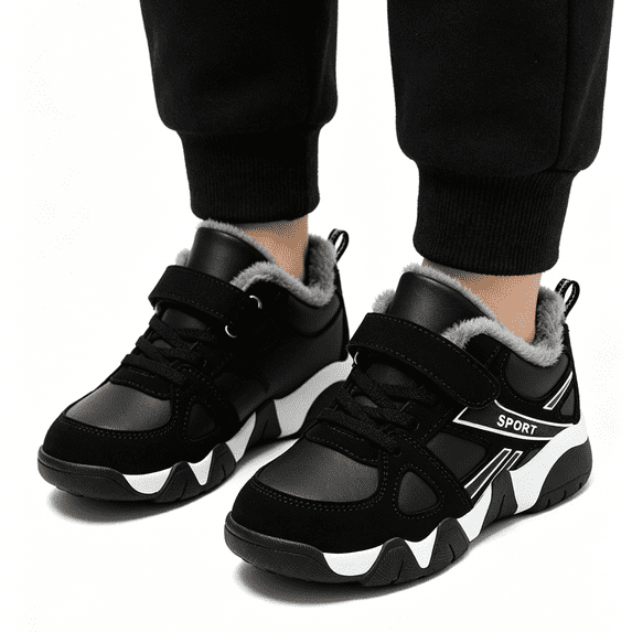 Willtoo Boys Winter Sneakers Faux Fur Ankle Booties Unisex Kids Warm High Top Traines Sport Shoes (Big Kid/Little Kid)