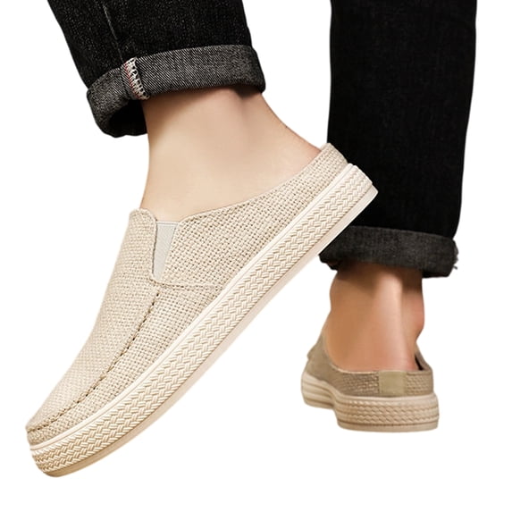 Willtoo Canvas Mules for Men Comfortable Backless Slip on Shoes Casual Non Slip Breathable Indoor Outdoor Walking Shoes for Daily Wear